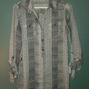LIZ CLAIBORNE black & white LS top